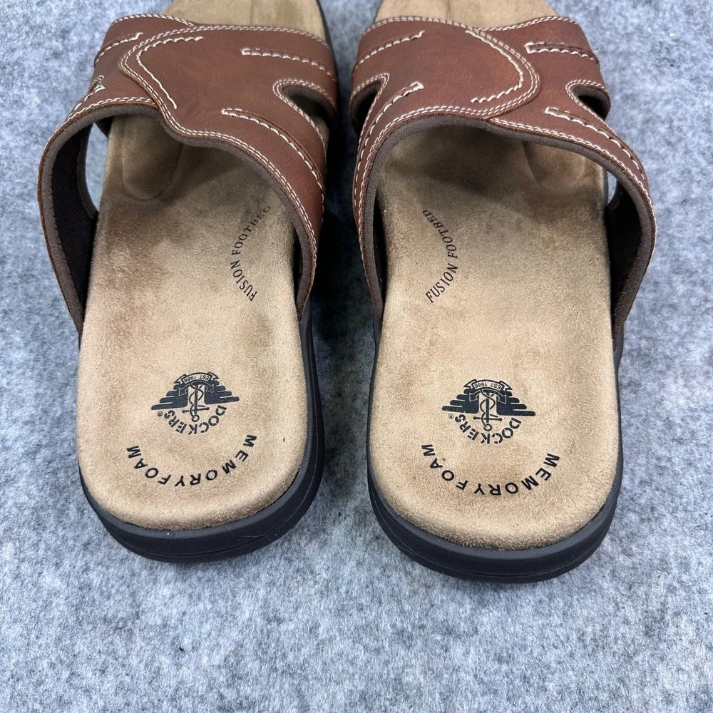 Dockers Sunland Mens Size 12 Chestnut Memory Foam Slide Sandals Casual Shoes New